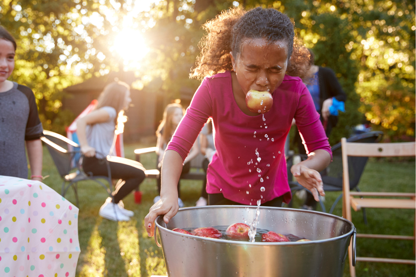 kids outside playing party game